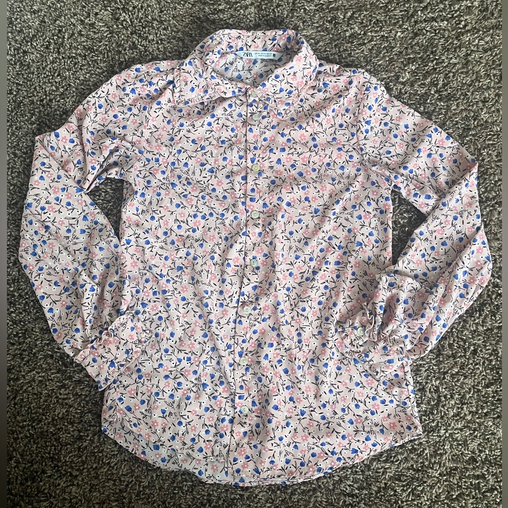 Zara Floral Button Down Shirt